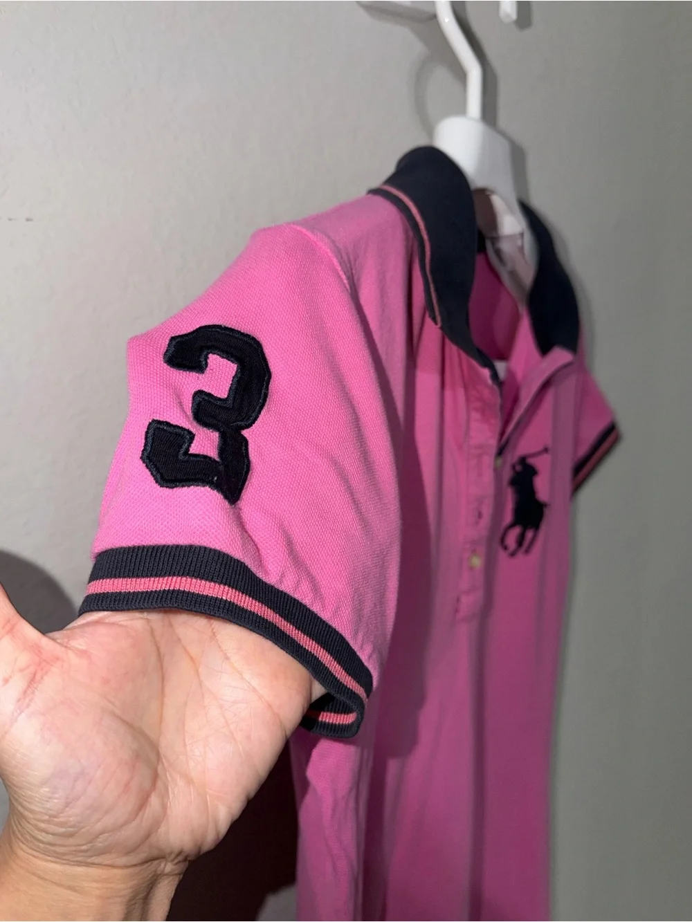 Polo Ralph Lauren Pink Big Pony Polo Dress Navy Trim XL